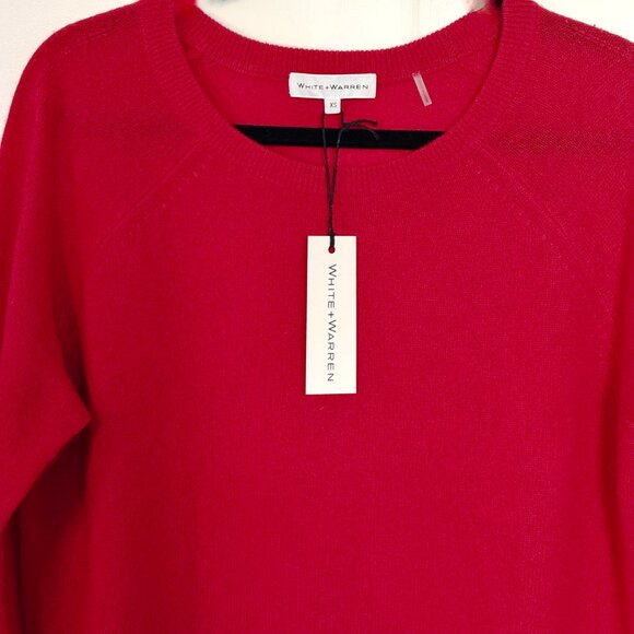 White & Warren Cashmere Essential Crewneck Cashmere Sweater True Red Womens XS - Picture 6 of 10